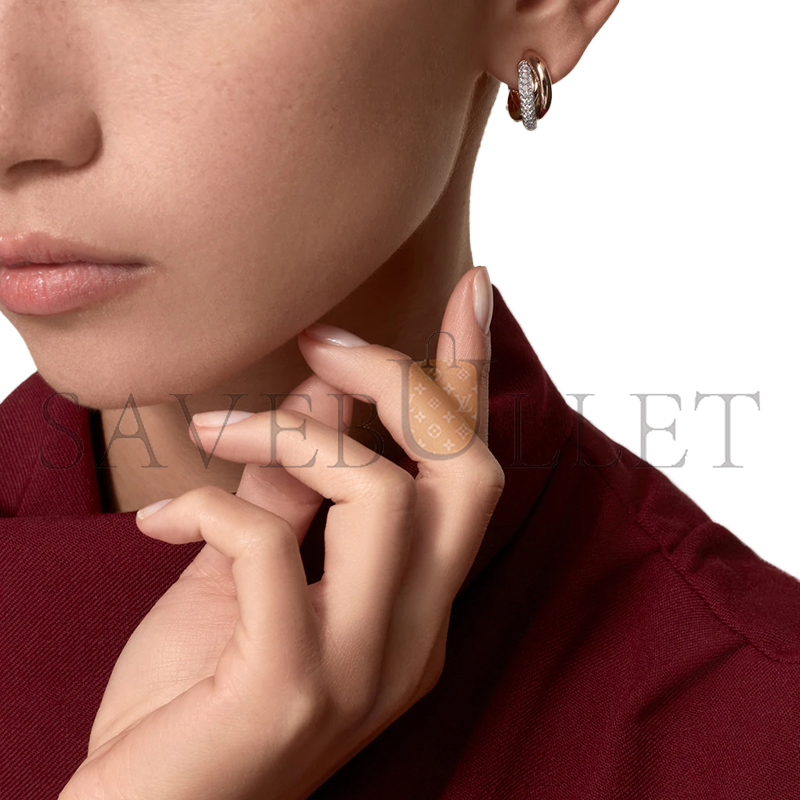 CARTIER TRINITY EARRINGS, CLASSIC MODEL, SEMI-PAVED B8031900